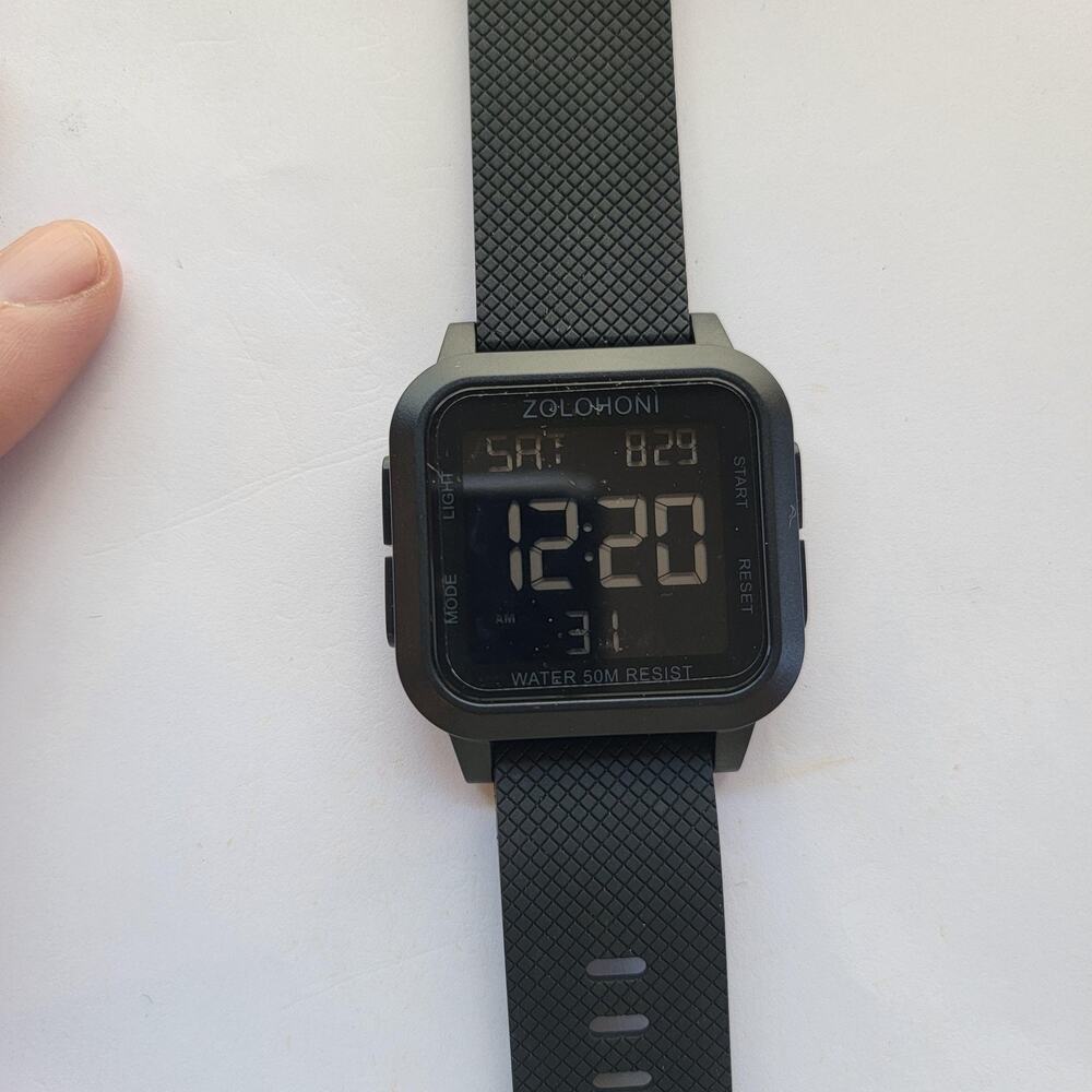 ZOLOHONI Z041 Mens Watch Black Dial 40mm Black Case Silicone Strap Digital